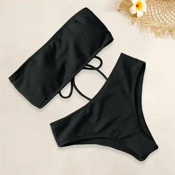 1 Állítsa Puha Bikini Fürdőruha, Magas Derék Úszás Cső Felső Szexi Bikini Fürdőruha Fürdőruha