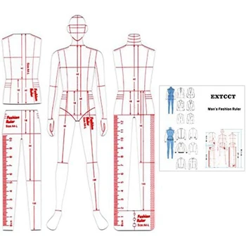 Férfi Divat Illusztráció Vonalzó Vonalzó Készlet, Amint azt A Varrás Humanoid Mintázat, Ruházat Mérés