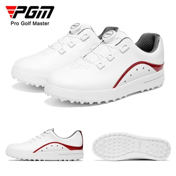 PGM golf Cipő Női Spin Csat Vízálló Bőr Golfozó Sport Cipő Gomb Gyors Illesztése Golf Cipők Kényelmes Fehér Cipő