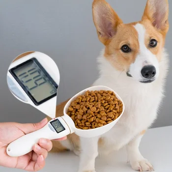LCD elektronikus állateledel skála, precíziós mérési eszköz, digitális kijelző konyhai mérleg，kutya vagy macska etetés mérőkanál