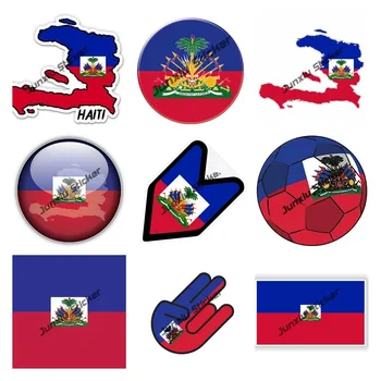 Vicces Autós Matrica Haiti Zászló Auto Stílus Térkép Vinyl Matrica Vízálló Naptej Anti-UV Visszaverő PVC Matrica mobiltelefon Laptop